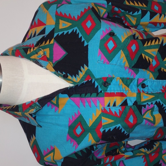 Frontier Series Western Aztec Cowgirl Button Up Shirt Size Medium Vintage - Picture 3 of 7
